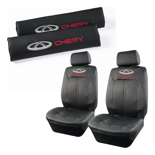 Funda Pick Up Camioneta Ecocuero + Cubre Cintos Logo Chery