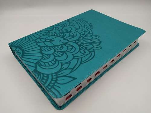 Imagen 2 de 10 de Biblia Letra Super Gigante Para Mujer Rvr1960 Aqua Indice