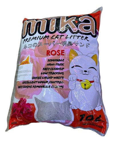 Arena Para Gato Aglutinante Premium Mika Aroma Rosas 10l 8kg