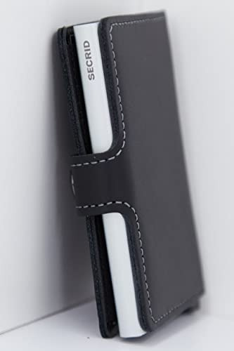 Secrid Mini Billetera De Cuero Negro Genuino Con Protección