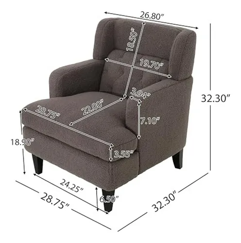 Sillón Acento Moderno Teddy Fleece, Ergonomía Y Estilo Brown