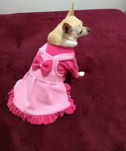 Vestido Jardineira Rosa  Para Pet - Roupas Para Cães