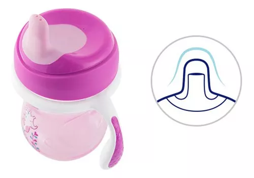 Vaso para bebés con aza antiderrame Chicco Training Cup color pink de 200mL