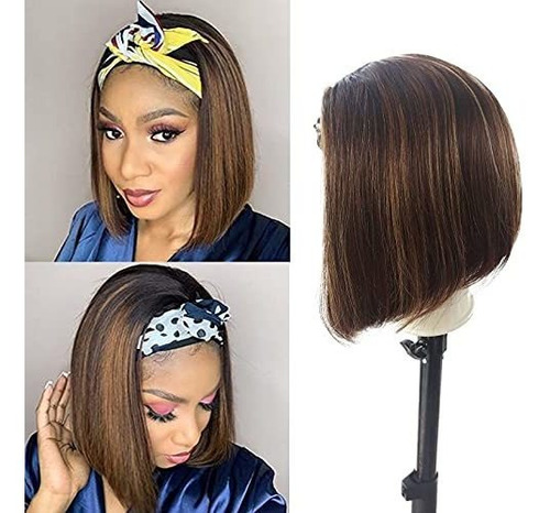 Imagen 4 de 6 de Altavoz Bob Headband Wig De Pelo Humano Para Mujeres Negras