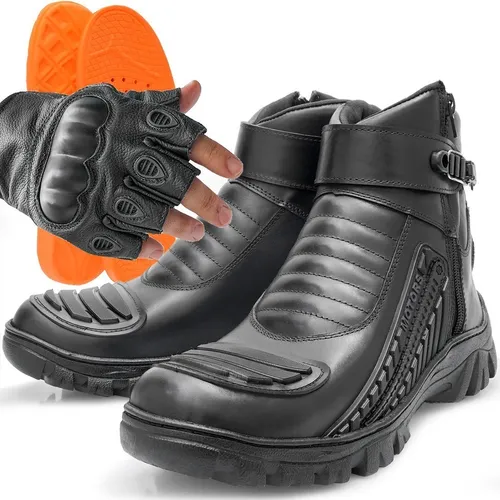 Bota de best sale couro masculina motociclista
