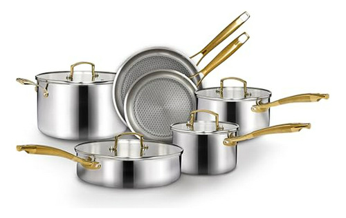 Set Cocina Acero Inoxidable Tri-ply, Inducción, Antiadherent