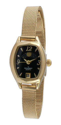 Reloj Mujer Peugeot 712gbk Cuarzo Pulso Dorado En Acero