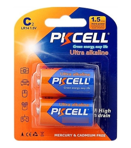  Pack 2 Baterias Ultra Alkalinas Pikcell C2 Lr14 1.5v