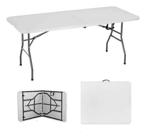 Raitot DS-CZ152 mesa de exterior de plástico y metal color blanco 180cm x 74cm x 70cm