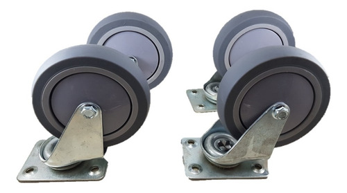 4 Rodajas Giratorias Con Placa De 5x1-1/4 De Tpr Mca Rodamex