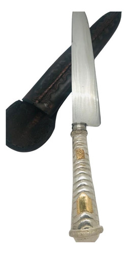 Cuchillo Con Empuñadura En Plata Y Oro Hoja De 18cm (pñ3)