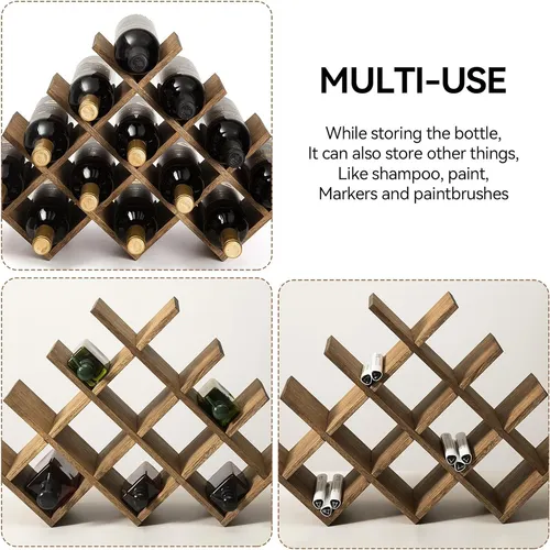 13bottle Wine Rack 4tier Nature Wood Wine Display Rack/...