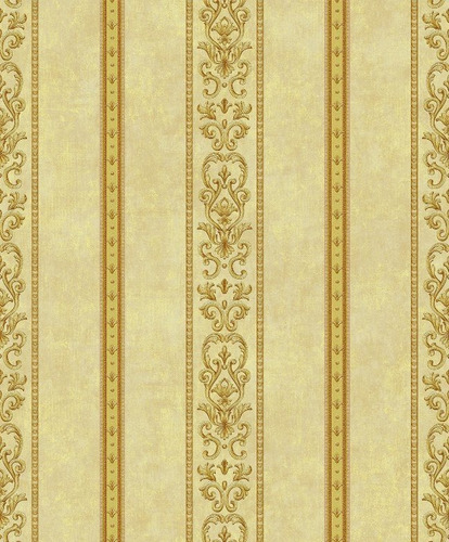 Papel De Perede Listrado Vinílico Pvc Amarelo Dourado 9,5m