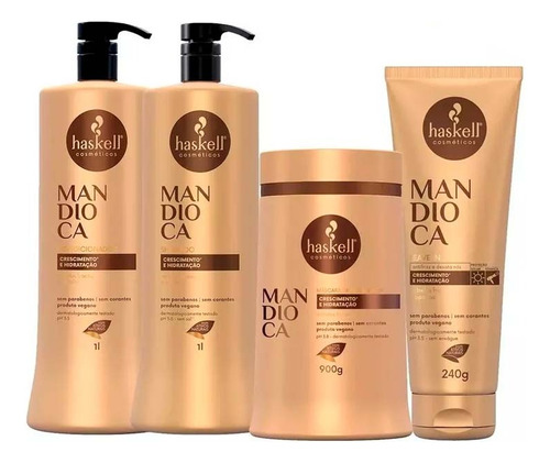 Haskell Mandioca Kit Shampoo Cond. Masc. 1kg/l Leave In 240g