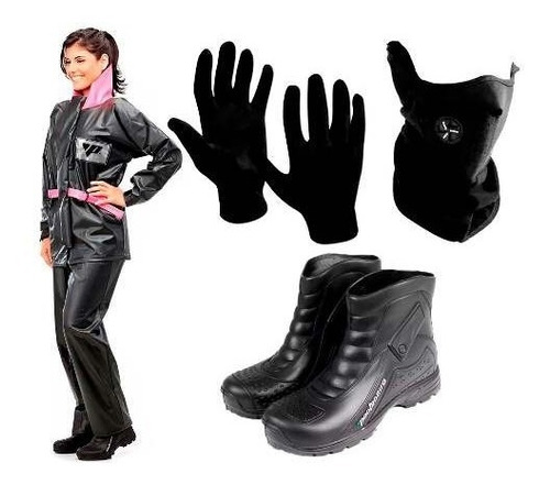 Traje Lluvia Pantaneiro Mujer Botas Pant Guantes Mascara Sti