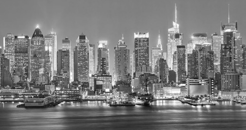 Quadro Paisagem Nova York Manhattan Cidade Pb 55x100