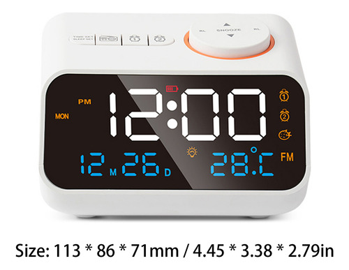 Reloj Despertador Digital Con Pantalla Led, Radio Fm Con Ate