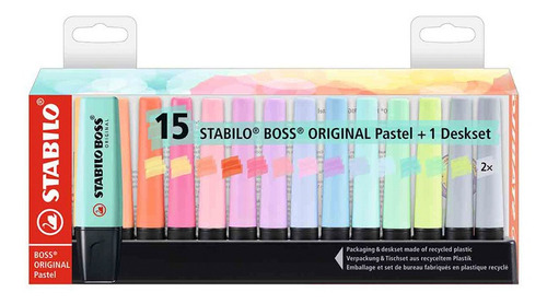 Resaltador Stabilo Boss Desk Set X15 Colores Pastel