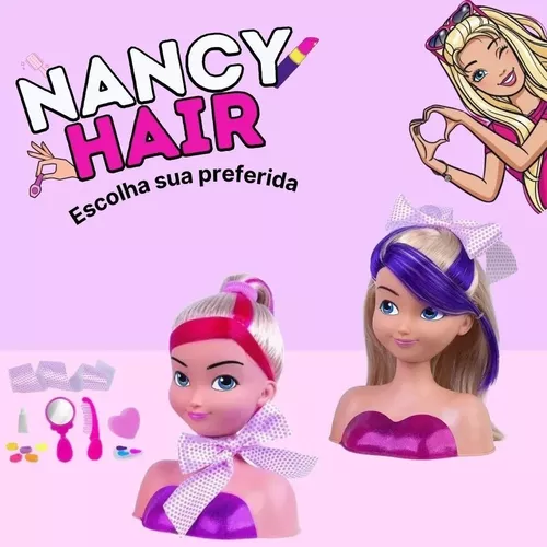 Boneca Busto Brinquedo Menina Maquiagem Penteados Nancy Hair