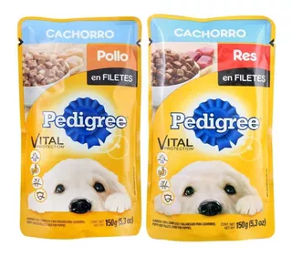 12 Sobres De Pollo/res Pedigree Cachorro De 150g C/u Sellado