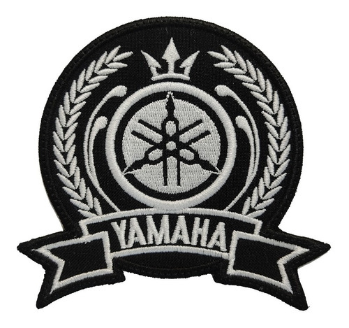 Parche Bordado Escudo Logo Yamaha Con Laureles Y Corona Rey