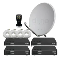 Comprar Kit 4 Receptor Digital Vt1000 Visiontec - Antena Lnbf Cabo
