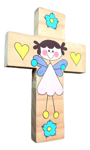 Cruz De Madera Con Dibujo Ocasión Especial Recuerdo Regalo