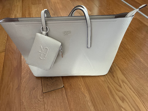 Cartera Parfois Beige Grande Con Monedero Usado Muy Bueno Beige Lisa Níquel Beige (Usado)