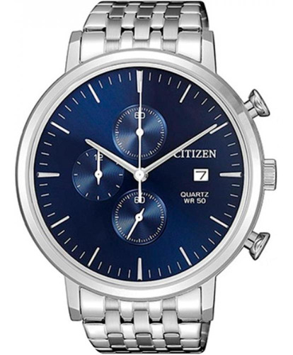 Relógio Citizen Cronógrafo Masculino An3610-55l / Tz20751f Cor da correia Prateado Cor do bisel Prateado Cor do fundo Azul