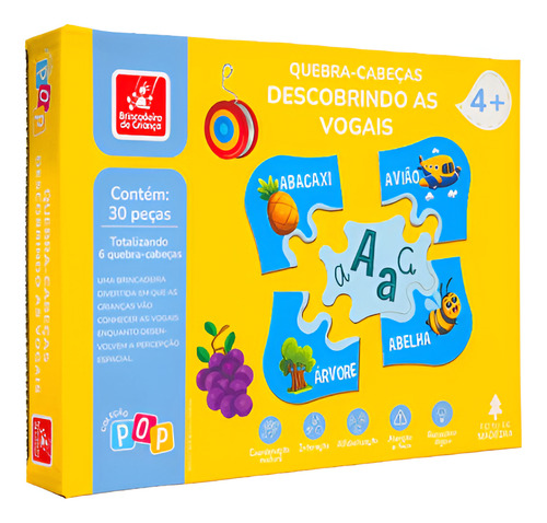 Quebra-cabeça Descobrindo As Vogais 4680 Infantil Coleçãopop