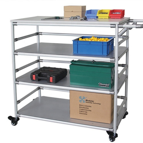 Rack Repisa Carro Aluminio Tubular Con Ruedas Adaptable