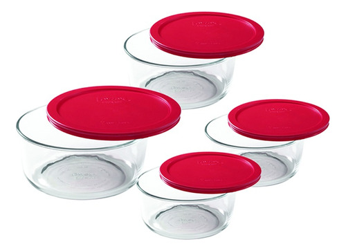 Juego De Fuentes X4z Con Tapa Roja Simply Store Pyrex 