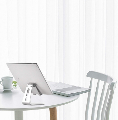 Soporte Aluminio Ajustable Para Celular Tablet iPad iPhone Color Plata