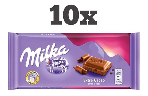 10 Chocolate Importado Milka Extra Cocoa 100g