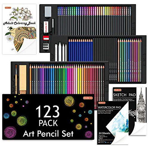 Kit Profesional De 123 Lapices De Dibujo, Colores