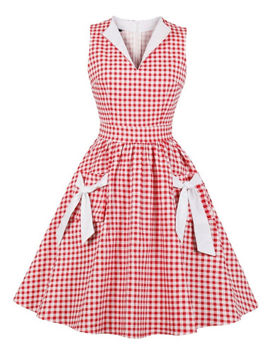 Vestido De Cuadros Mujer Moda Retro Kawaii Estilo Coreano