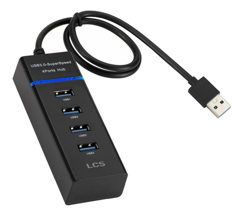 Hub Usb 4 Puertos 3.0 Multiplicador Luz Led 5 Gbps Lcs