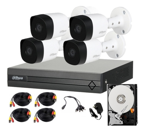 Imagen 1 de 9 de Kit Dvr 4 Camaras Bullet Y Dvr Alta Definicion Disco 500gb
