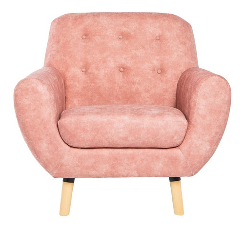 Sillon Individual Vintage Salas Retro Modernas Minimalistas Color Rosa Diseño de la tela Liso