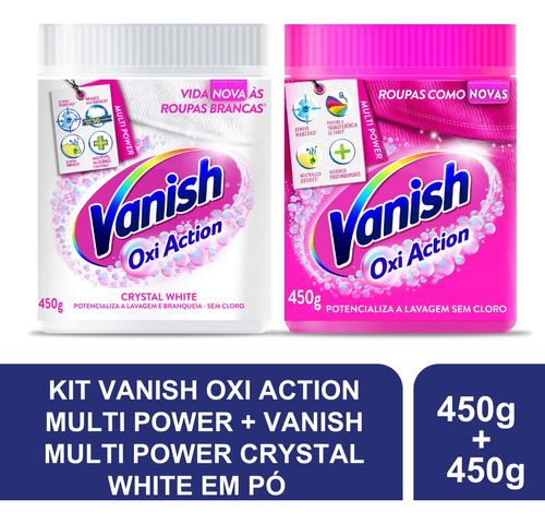 Kit Tira Manchas Oxi Action 450g + Crystal White 450g Vanish