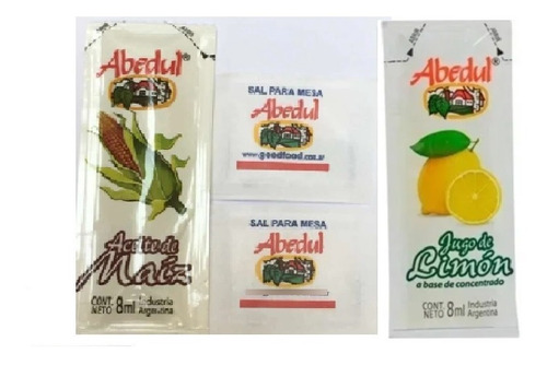 Aceite Maiz + Limon Y Sal X50u Sobres Individuales Sin Tacc