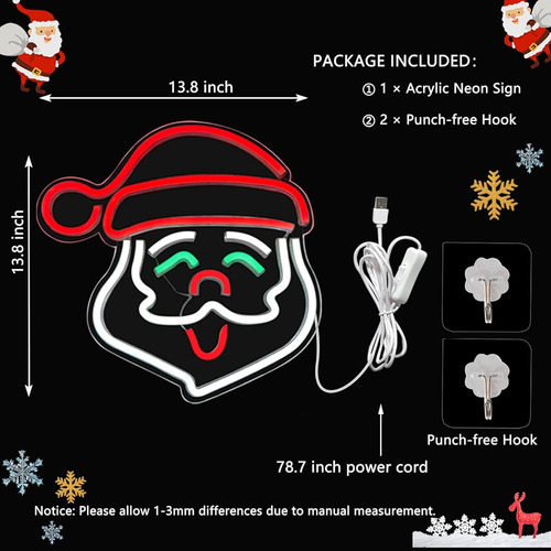 Letrero De Neon Santa Claus, Letreros De Neon Led De Navidad