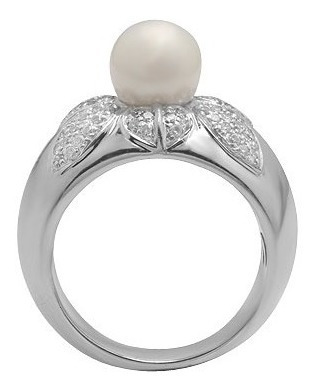 Anel Em Ouro Branco 18k Com Pérola Mais Brilhantes!!