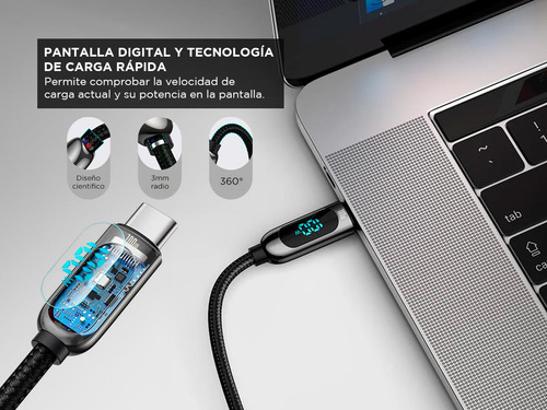 Cable De Carga Led Super Turbo Tipo C De 100 W Doble Punta
