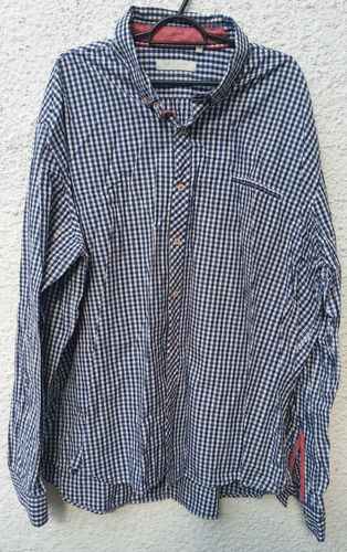 Camisa A Cuadros Azul Pierre Cardin 5 Xl.