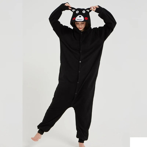 Pijama De Oso Kumamon, Negro, Disfraz De Animal Para Dos