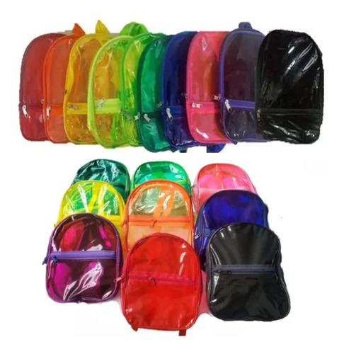 40 Dulceros Mochila De Plastico Color Neon Regalo Para Niños