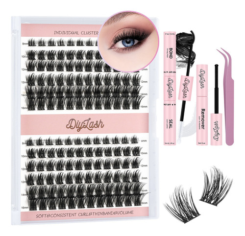 Kit De Extensiones De Pestañas 8-16mm Manga Punta Saliente Curvatura D Con Pegamento Y Removedor Apto Para Principiantes bqlash Kit Pestañas BQ