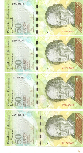 Billetes De 50 Bolívares Z  Y Consecutivos