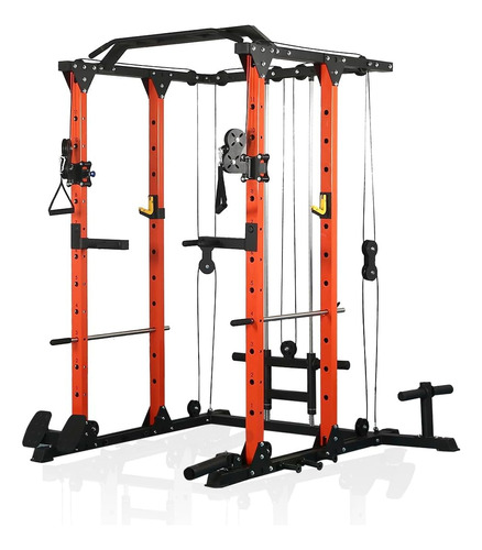 Versatile Power Cage With Lat Pulldown Weight Storage And